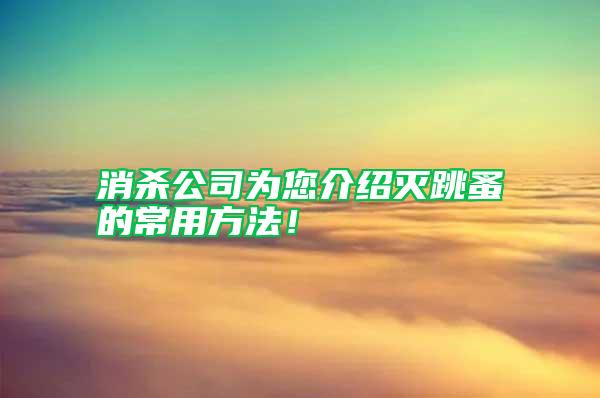 消杀公司为您介绍灭跳蚤的常用方法！