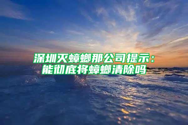 深圳灭蟑螂那公司提示：能彻底将蟑螂清除吗