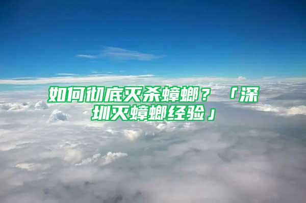 如何彻底灭杀蟑螂？「深圳灭蟑螂经验」