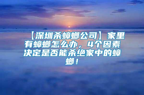 【深圳杀蟑螂公司】家里有蟑螂怎么办，4个因素决定是否能杀绝家中的蟑螂！