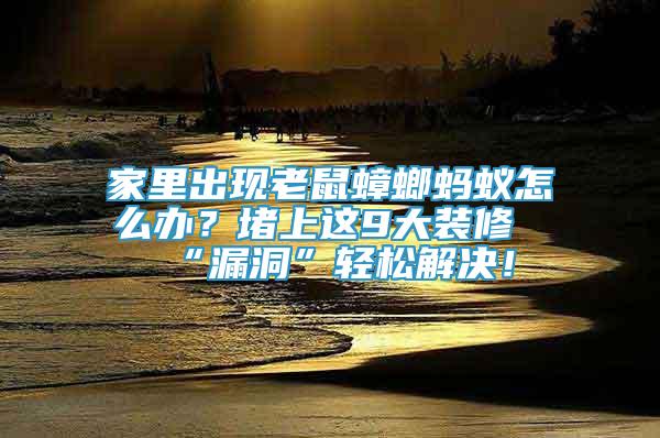 家里出现老鼠蟑螂蚂蚁怎么办？堵上这9大装修“漏洞”轻松解决！