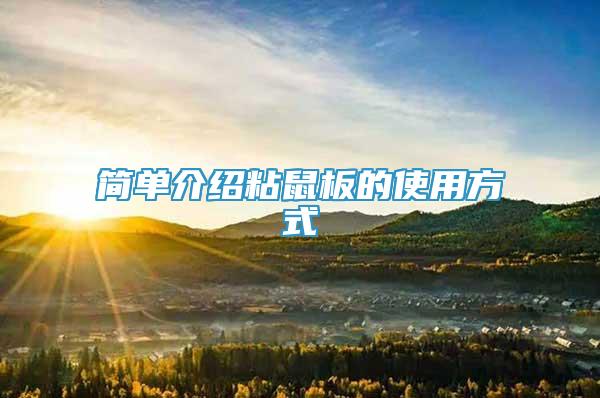 简单介绍粘鼠板的使用方式