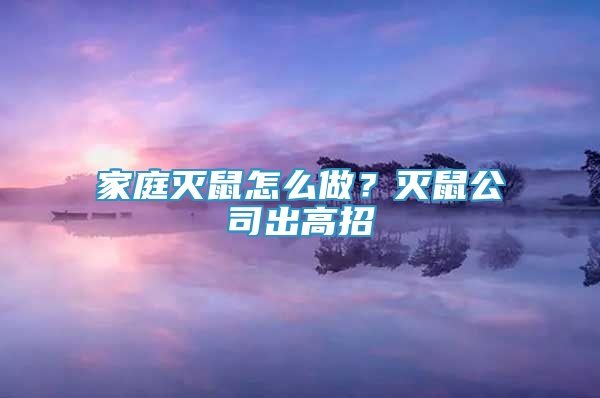 家庭灭鼠怎么做？灭鼠公司出高招