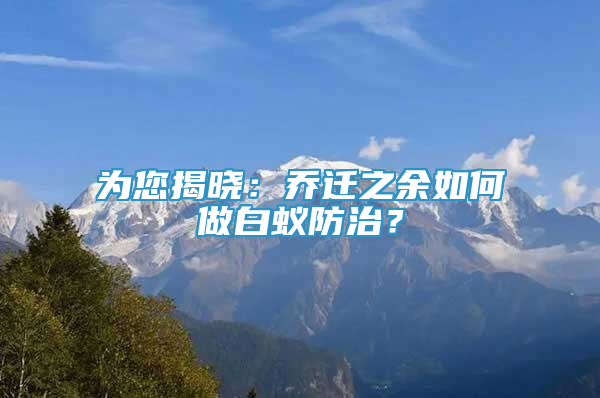 为您揭晓：乔迁之余如何做白蚁防治？