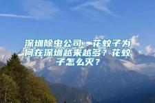 深圳除虫公司：花蚊子为何在深圳越来越多？花蚊子怎么灭？